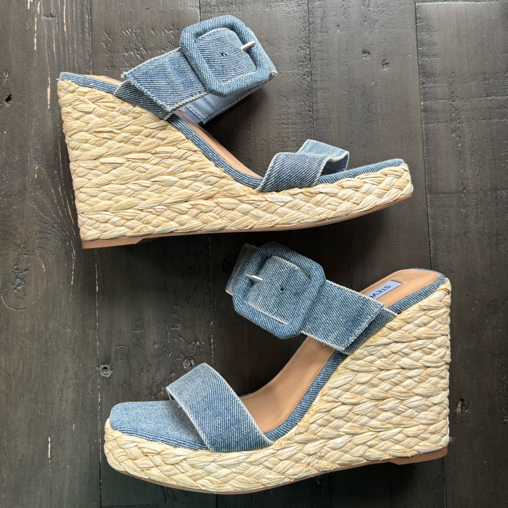 Steve‎ Madden | Antique Denim Fabric Platform Heels